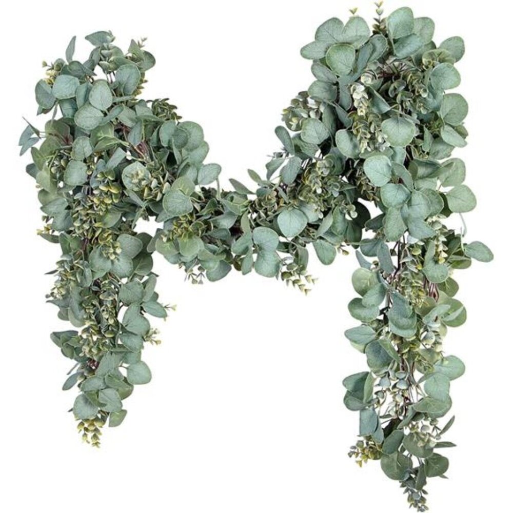Decor Eucalyptus Garland 6.56 Ft Lush Silver Dollar Leaves Boxwood